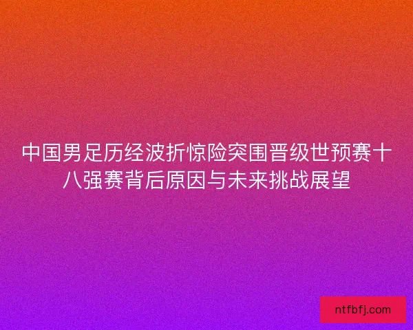 中国男足历经波折惊险突围晋级世预赛十八强赛背后原因与未来挑战展望